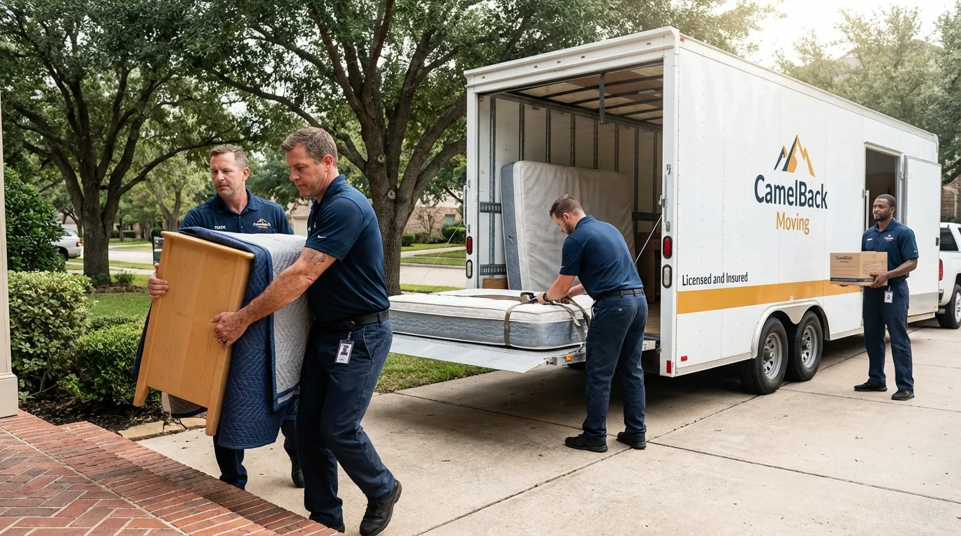 Crew loading residential truck for cross-state move from Taylor, PA