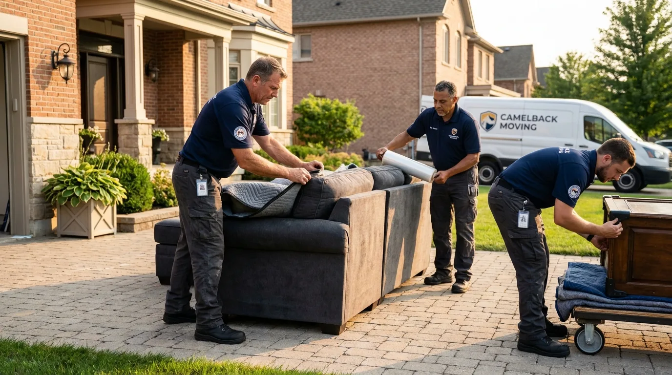 Large estate moving crew wrapping furniture in Taylor, PA